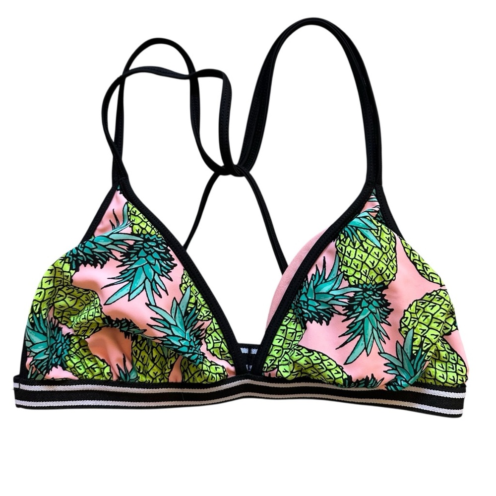 Xhilaration Pink and Green Pineapple Bikini Top Size Small